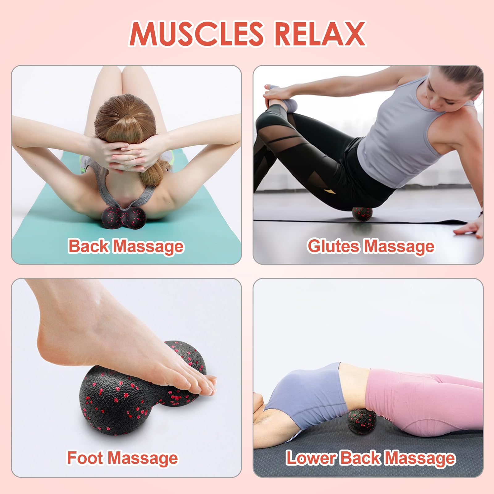 중공 요가 롤러 마사지 땅콩 공 세트 허리 통증 다리를 - Health Wellness And Fitness 리뷰 및 가격